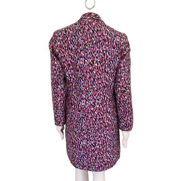 SILKLAND Pure Silk 3 Button Blazer Coat in Watercolor Drops SZ 10 - Picture 7 of 10